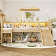 thumbnail image 3 of Newest Space-Saving Teens and Adults Organized & Relaxing Solid Wood Twin XL Low Loft Bed with LED Lights and Storage Shelves,Natural, 3 of 16