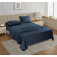 thumbnail image 2 of LANE LINEN Queen Sheet Set 4 Pc Queen Size Sheets Set 450 Thread Count 100% Cotton Sheets Cooling Sheets Queen Size Soft and Breathable Bed Sheets Queen Deep Pocket Queen Sheets - Estate Blue, 2 of 5