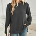 thumbnail image 6 of Kaemgyyd Tops for Women Long Sleeve Knit Side Slit Pullover Textured Fashion Casual Crew Neck Basic Blouse Fall Outfit, 6 of 6