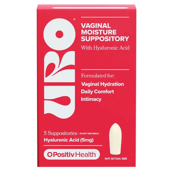 O Positiv URO Vaginal Moisture Suppository with Hyaluronic Acid for Vaginal Comfort, 5 Count