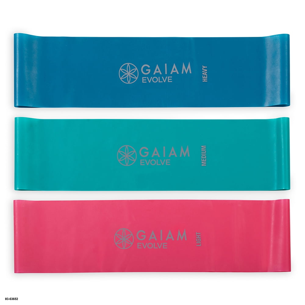 Evolve by Gaiam Loop Band Kit, Includes Light, Medium and Heavy Resistance Levels, 3 Pk