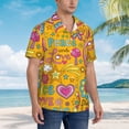 thumbnail image 5 of Xecao Peace Love and Dove Flower Power print Hawaiian shirt - a stylish short-sleeve button-down for men, perfect for casual beach and tropical outings., 5 of 9