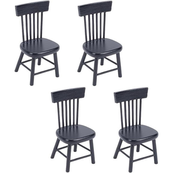 4pcs Dollhouse Chairs 1/12 Scale Miniature Furniture Chairs Mini Wood Chair Tiny Furniture Model Chair DIY