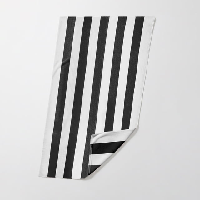 Serviette de plage à rayures Cabana de Mainstays, noire