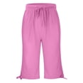 thumbnail image 4 of Girls' Capri Pants Wide Leg Casual Capris Sweatpants Loose Summer Kid Elastic Waist Cropped Trousers Solid 3/4 Length Jogger, 4 of 5