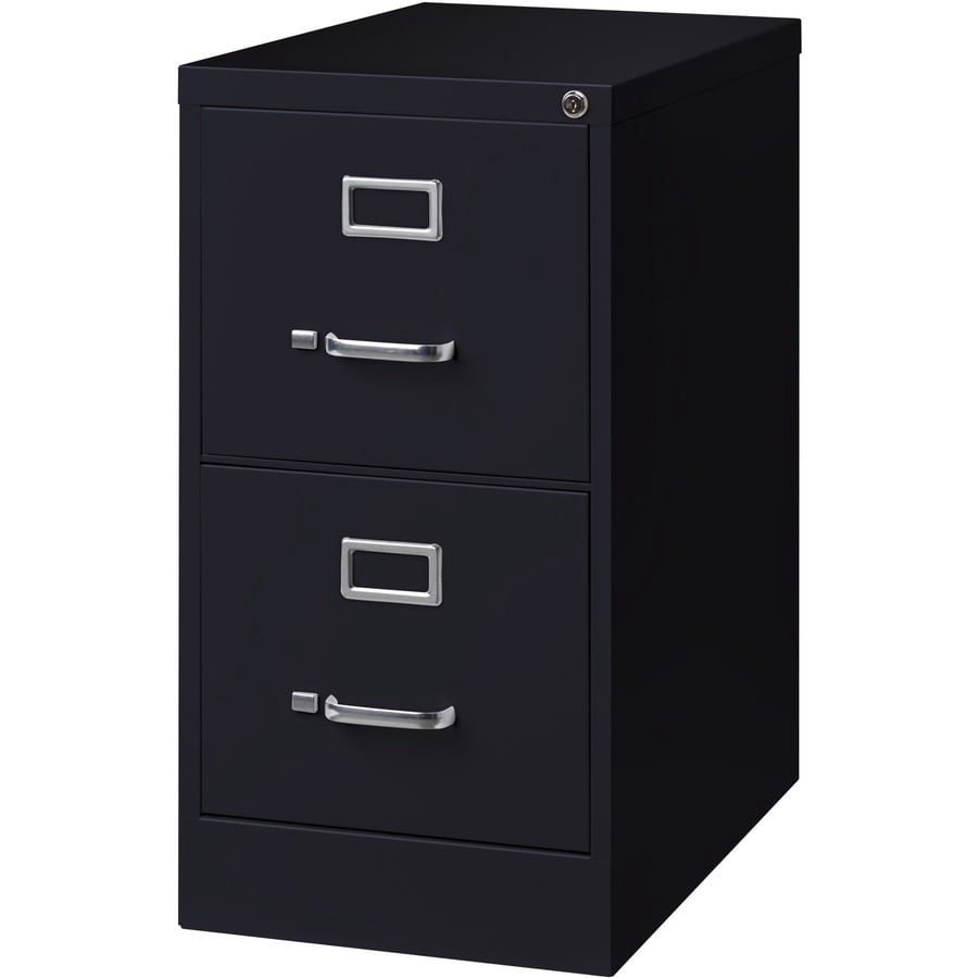 Lorell Vertical File - 2-drawer - 15" X 25" X 28.4" - 2 X Drawer(s) For File - Letter - Vertical - Security Lock, Ball-bearing Suspension, Heavy Duty - Black - Steel - Recycled