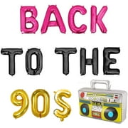 Back to The 90's Balloons, Retro Radio Back to The 90's Themed Decorations Party Banner Hip Hop 90th Birthday Party Supplies Banner Rock Punk Music Dance Disco Adult Birthday Banner 15Pcs of Geloar