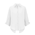 thumbnail image 5 of Xdegoge Button Down Shirts for Women Collared V Neck Long Rolled Sleeve Casual office Work Wear Slouchy Fit Solid Lightweight Spring Summer Tops, 5 of 7