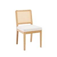 White - Chenille - Natural Wood Frame