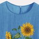 thumbnail image 4 of Camiseta de Mujer Camiseta de Manga Corta Impresión Casual Raglan Suelto de Lino Top Blusas, Cuello de la Tripulación, 4 of 4