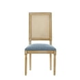 thumbnail image 7 of Christopher Knight Home Vintage Upholstered Dining Chairs, Cane Backrest, Solid Wood Frame, Denim Blue, Set of 2, 7 of 7