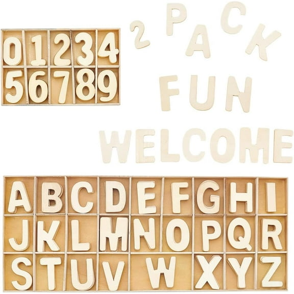 1Bag 216pcs Wooden Alphabet Letters Unfinished Wood Numbers 1~1.3 Inch Blank Capital Letters Numbers with Storage Tray for Home Decor Spelling Education Homemade Crafts Party Gifts
