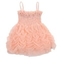 thumbnail image 1 of ITFABS Bébé Fille d'Été Robe Formelle de Couleur Unie Plissé Tulle Sling Robes, 1 of 8