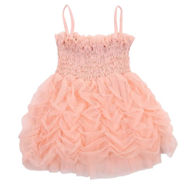 ITFABS Bébé Fille d'Été Robe Formelle de Couleur Unie Plissé Tulle Sling Robes