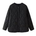 thumbnail image 1 of Veste Matelassée à Col Rond pour Femmes Simple Boutonnage Légère avec Poches Mode Urbaine d'Hiver Décontracté Surdimensionné, 1 of 3