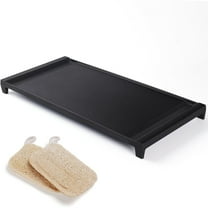 Upgraded Cast Iron Griddle Replacement for GE Stove – Center Griddle Pan 19.5"x9.5" Cooktop Griddle Plate, 2pcs Luffa Sponge, Nonstick Flat Top