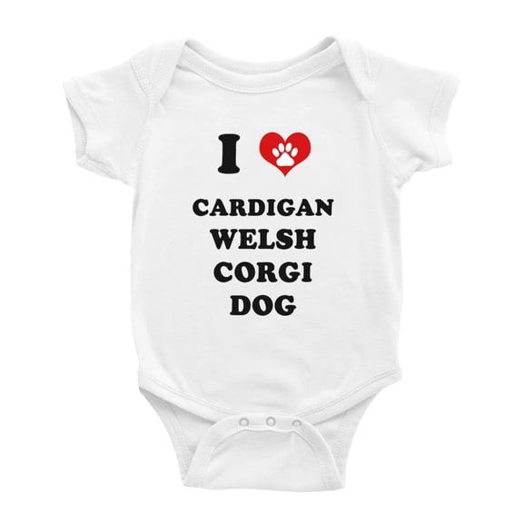 I Heart Cardigan Welsh Corgi Dog Funny Baby Rompers Bodysuit (White, 18-24 Months)