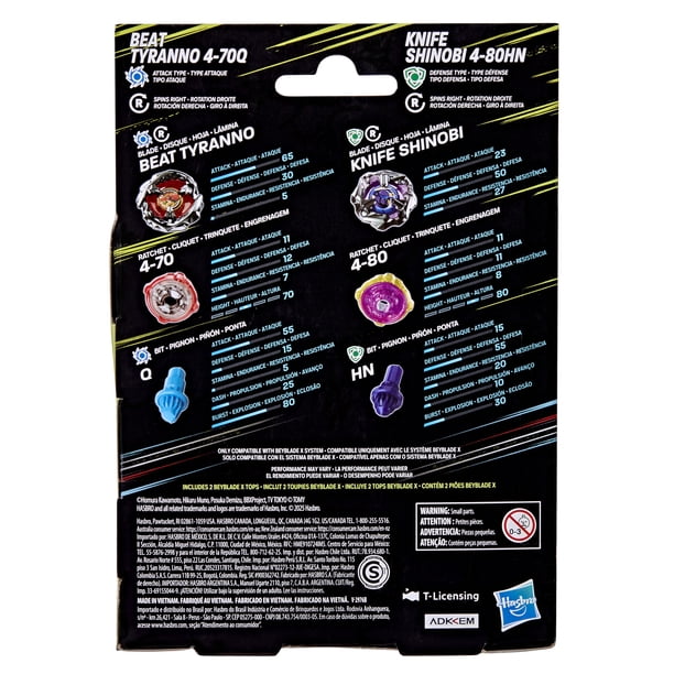Beyblade X Beat Tyranno & Knife Shinobi Set, Ages 8+ - Walmart