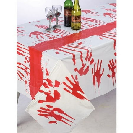 Bloody Hand Vinyl Halloween Tablecloth