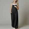thumbnail image 2 of eczipvz Jumpsuits for Girls Kids Casual Sleeveless Jumpsuits Spaghetti Strap Romper Long Pants with Pockets Kids Romper Black|7-8 Years, 2 of 7