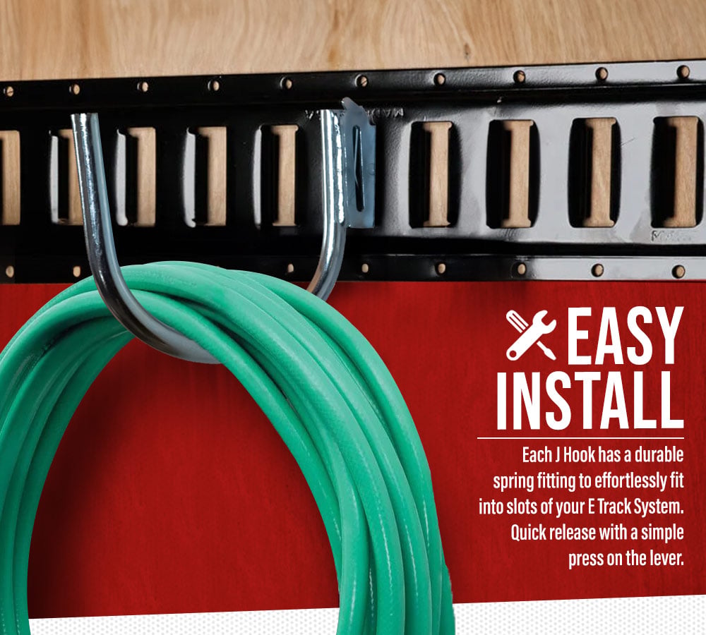 20 Pack 4.5" E-Track J Hook with ETrack Spring Fitting for Box Trucks - Steel Hanging Hook for Your ETrack Rail System - Tie Down E-Track Accessories for Enclosed Trailer, Vans & Garage