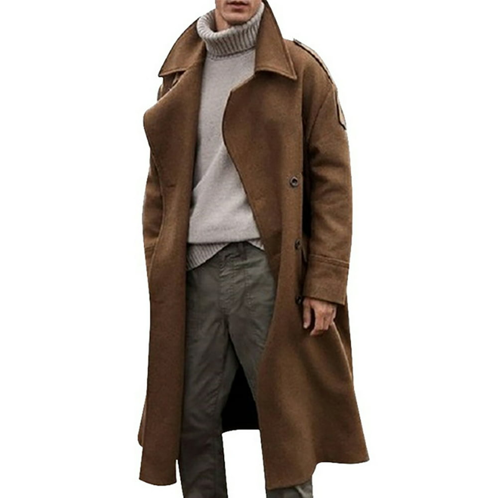 Lallc - Men's Casual Fashion Winter Warm Collared Trench Coats Long ...