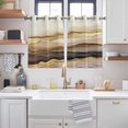 thumbnail image 2 of Marble Brown Gold Kitchen Curtains Short 45 Inch Length, Abstract Watercolor Geometric Rock Grommet Top Bedroom Living Room Curtains, Light Filtering Cafe Curtain Drapes 2 Panels Set 84''x45'', 2 of 9
