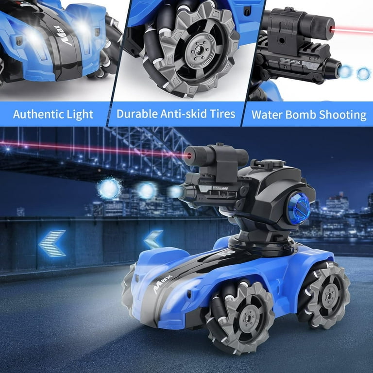 SULOBOM RC Tank Car, Shooting Water Bullets Remote Control Car, Kids Battle  Stunt Car, Blow Bubble, Shoot Foam Darts, 360°Rotating, LEDs, Music, Toy  Gifts for 6-15 Years Old Boys Girls 