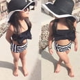 thumbnail image 3 of Little Girls Black and White Bowknot Stripe Bikini Swimsuit (120/4-5 Years), 3 of 4
