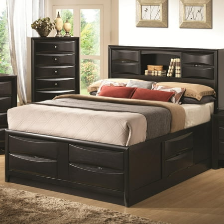 Coaster 202701KW Briana Cal King Storage Bed In Black With Bookshelf