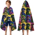thumbnail image 3 of Colorful PopArt Dinosaurs Pattern Hooded Bath Towel，50"x30" for Ages 3 To 12 Kids, Quick Dry Lightweight Soft Microfiber Hood Beach Towel Cover Up for Kids, 3 of 7