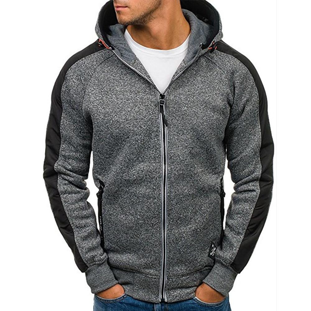 Men's Hoodie Jacket Full-Zip Fleece Lined Sweatshirt Coat Outwear