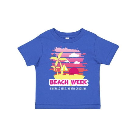

Inktastic Beach Week Emerald Isle North Carolina with Palm Trees Gift Toddler Toddler Girl T-Shirt