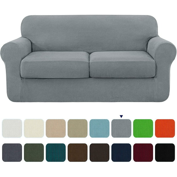 Subrtex 3 Piece High Spandex Textured, Gray Sofa Chair Covers