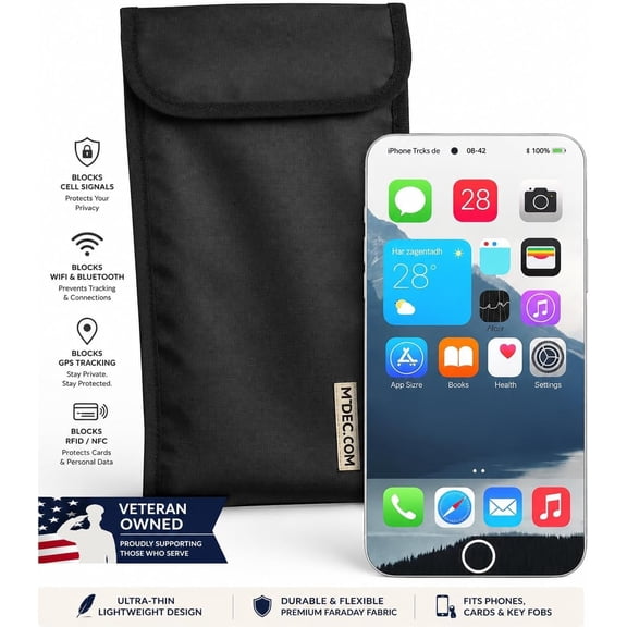 (3 Pack) Basic Faraday Signal Blocking Pouch for Cell Phone Privacy and Anti-Tracking Protective Case (Eclipes Black)