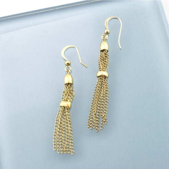 Elegant Gold Tone Chain Tassel Drop Earrings - 2 Inch Fashion Dangle Earrings Jewelry Earring Gold
