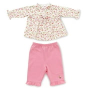 2-Piece Light Pink Floral Pants Set - Newborn Girl