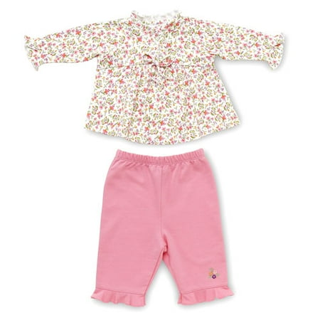 2-Piece Light Pink Floral Pants Set - Newborn Girl