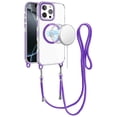 thumbnail image 5 of For Apple iPhone 16 (6.1") Clear Magnetic Frame PC Back Shockproof Protective Case with Detachable Lanyard Strap, Compatible with MagSafe Cover, XPM Phone Case [Purple], 5 of 10