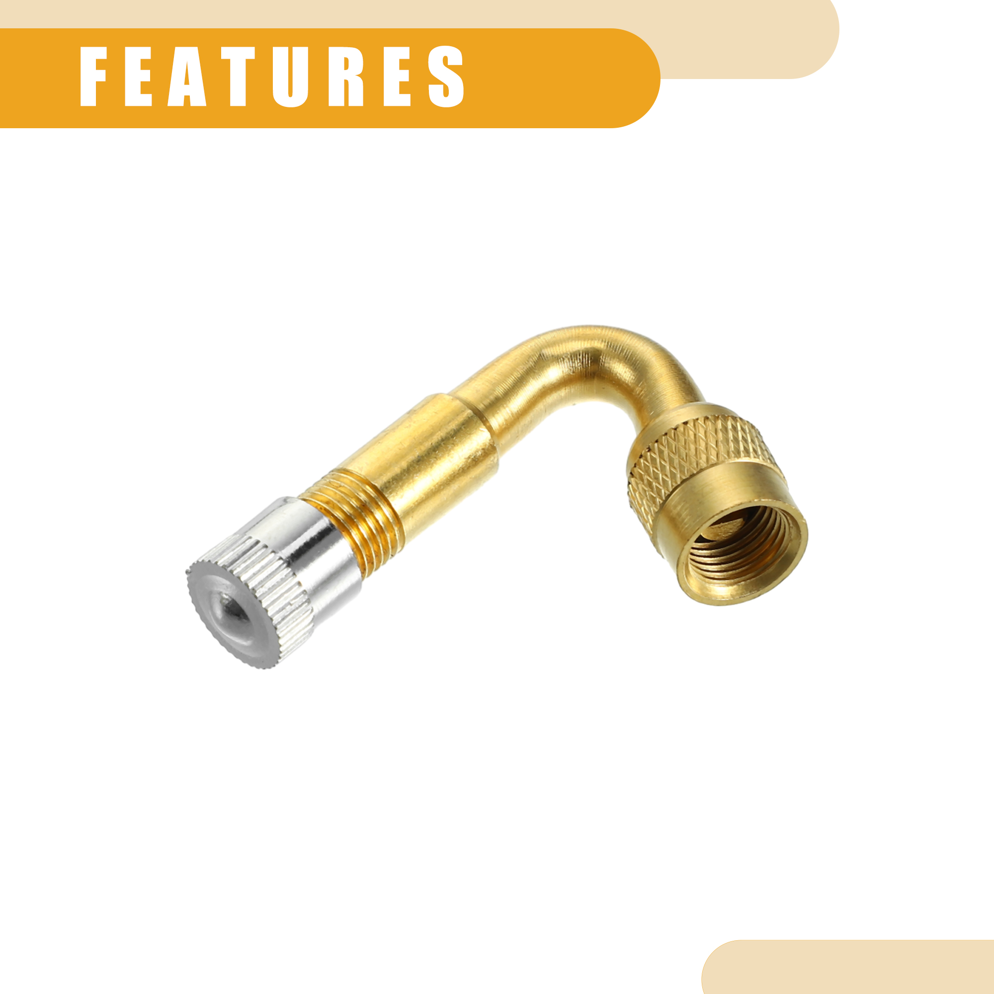 Unique Bargains 1 Set Universal Tire Valve Stem Extenders Extension Adapter - Copper Gold