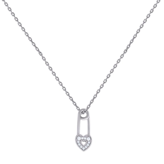 925 Sterling Silver Womens Cubic Zirconia Love Heart Lock Charm Necklace 16 Inch 17.9x7mm Wide Pendant Necklace for Wome