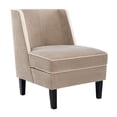 thumbnail image 3 of EUROCO Upholstered Accent Chair,Single Velvet Sofa Chair with Pillow,Lounge Seat and Wood Legs,Tan, 3 of 8
