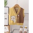 thumbnail image 2 of FEORJGP Little Boys Girls Cozy Sweater Vests Toddler Baby Sleeveless Button Down Knitted Cardigans Bear Print V Neck Pullovers Chunky Cable Knitwear T Cute Warm Comfy Clothes for Fall Winter, 2 of 4