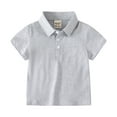 thumbnail image 1 of MIASHUI Polo à Manches Courtes pour Garçon, Couleur Unie, Uniforme Scolaire, Gris, 4-5 Ans, 1 of 3