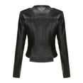 thumbnail image 7 of qolati Women Faux Leather Jackets Vintage Long Sleeve Zip Up Motorcycle Jacket 2024 Trendy Lightweight Collar Cropped Coats Outwear, 7 of 7