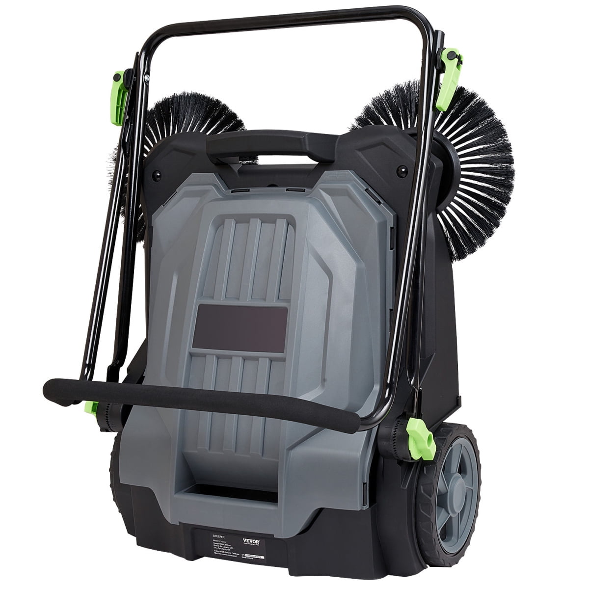 ZHICHUN  25.6 Inch Walk Behind Hand Push Floor Sweeper Manual Non Electric 5 Gallon Waste Container Adjustable Folding Handle For Walkway Yard Garage Patio