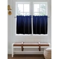 thumbnail image 2 of Navy Blue Black Ombre 2 Panel Kitchen Curtains for Small Windows, Modern Abstract Striped Gradient Bathroom Tier Curtain, Short Window Treatment for Bedroom/Living Room 55"x36", 2 of 6