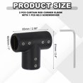 thumbnail image 2 of Conector de Varilla de Cortina de Esquina Uxcell, 2 Pcs Conector de Varilla de Cortina Tee para Varilla de 1", Negro, 2 of 5