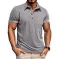 thumbnail image 2 of WEAIXIMIUNG Valentine's Day Male Spring Short Sleeve Solid Color Letter Stripe Stitching Pocket Short Sleeve Top, 2 of 6