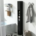 thumbnail image 4 of Gymax Tall Slim Bathroom Storage Cabinet Linen Tower w/Drawer Adjustable Shelves Black, 4 of 10